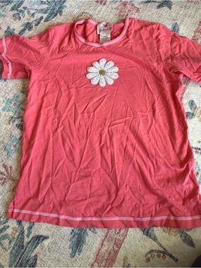 Vintage T-Shirt with Floral Decal and Contrast Stitching